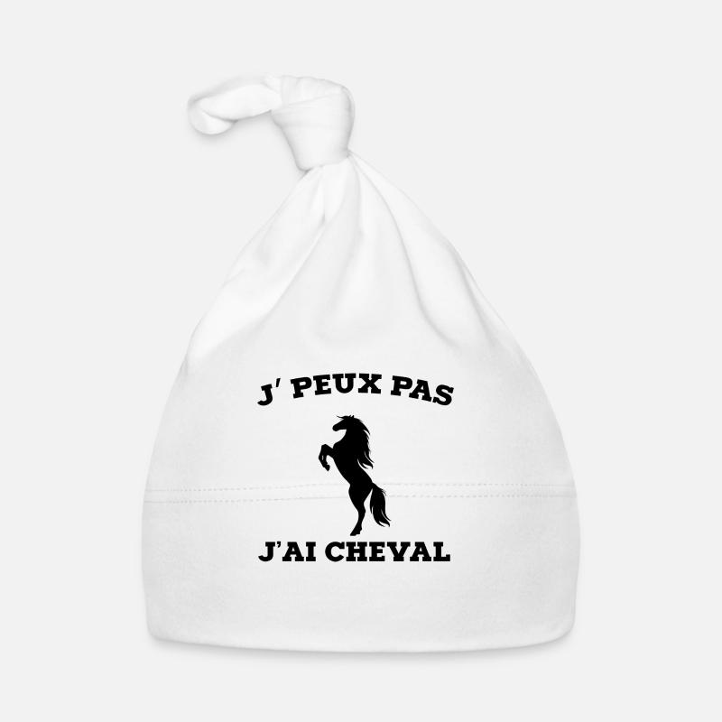 je peux pas j ai cheval - Bonnet bio Bébé - blanc