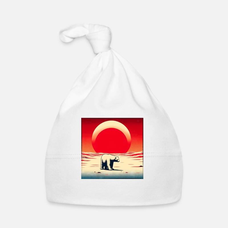 Eisbär vor roter Sonne Baby Bio-Mütze
