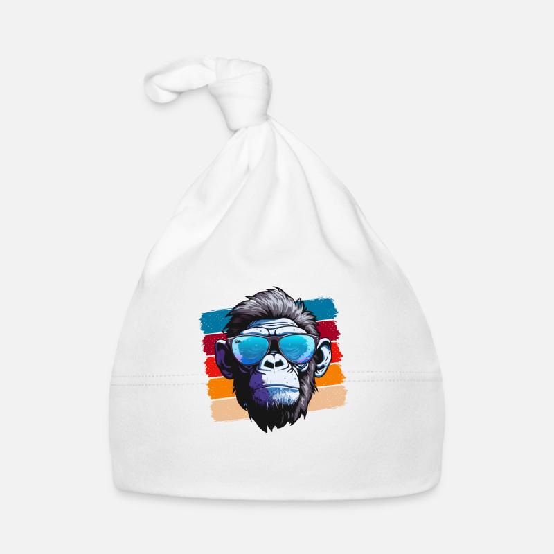 Cool Monkey - Organic Baby Cap - white