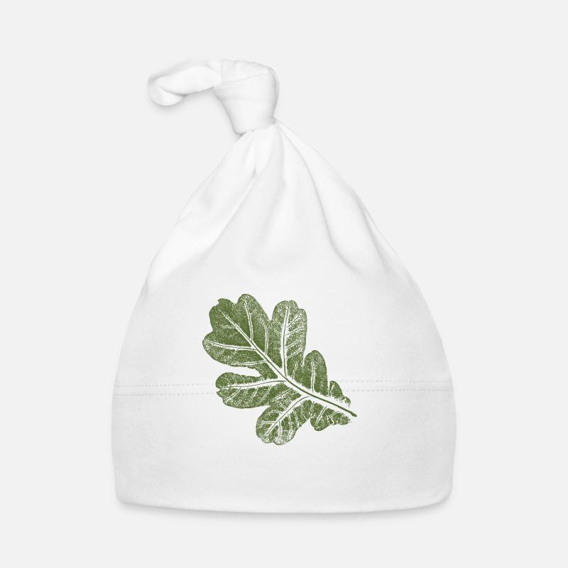 Feuille de chêne - Feuille/ Chêne Kaki - Bonnet bio Bébé - blanc