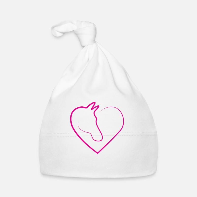 Cœur de cheval - Rose - Bonnet bio Bébé - blanc