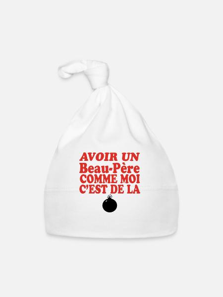 Beau Père DE LA BOMBE - Bonnet bio Bébé - blanc - Devant