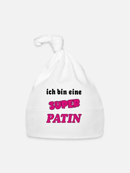 Ich bin eine Super PATIN MARRAINE - Organic Baby Cap - white - Front