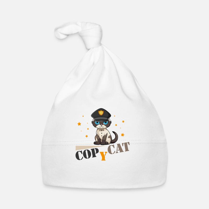Pun Cop Y Cat Policeman and Cat Copycat Organic Baby Cap