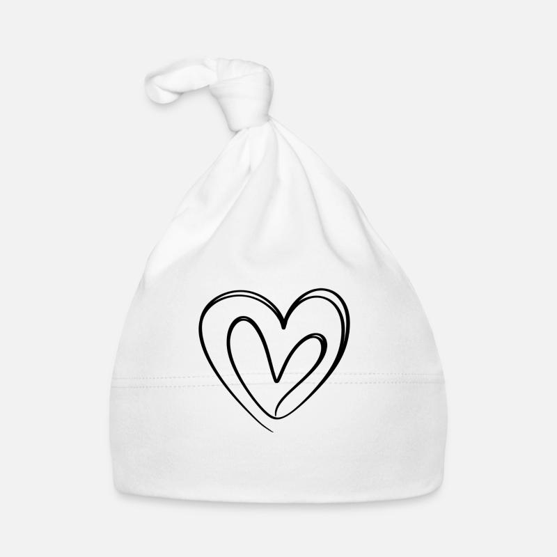 Two black abstract hearts silhouette drawing. Organic Baby Cap