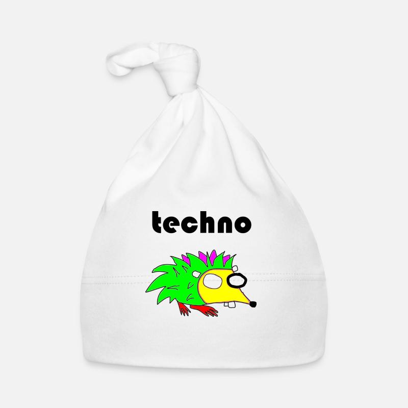 techno igel - Baby Bio-Mütze - Weiß