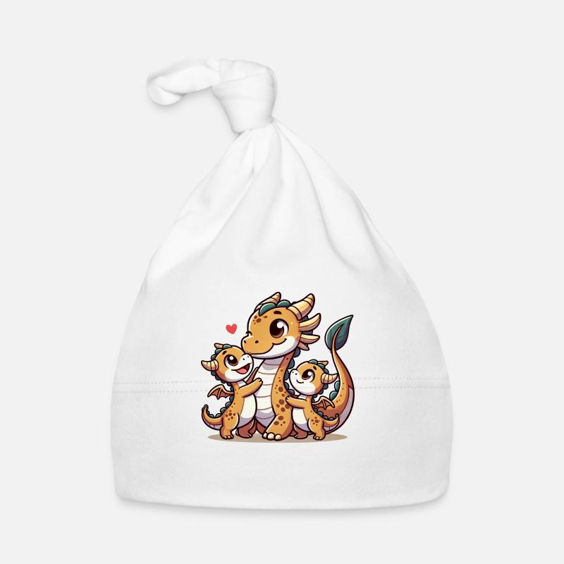 Parent dragon aimant avec deux enfants mignons Bonnet bio Bébé