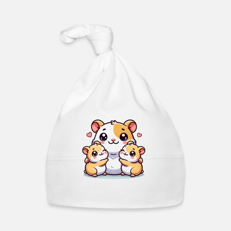 Parent hamster aimant avec deux enfants mignons Bonnet bio Bébé