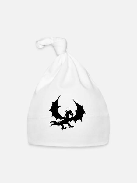 Cooler schwarzer Drache - Baby Bio-Mütze - Weiß - Vorne