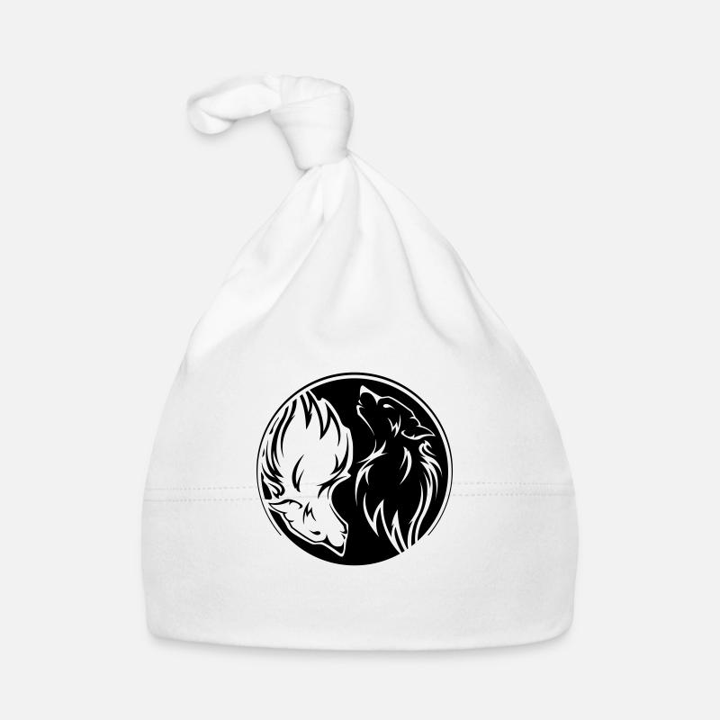 yin yang wölfe 01 - Baby Bio-Mütze - Weiß