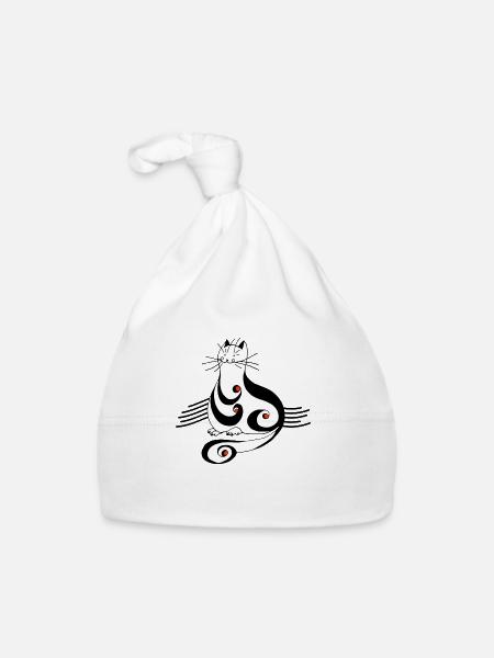Cat - Organic Baby Cap - white - Front