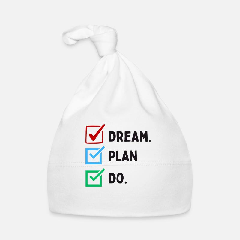 Dream Plan Do Checkliste Design Schwarz Weiss Baby Bio-Mütze