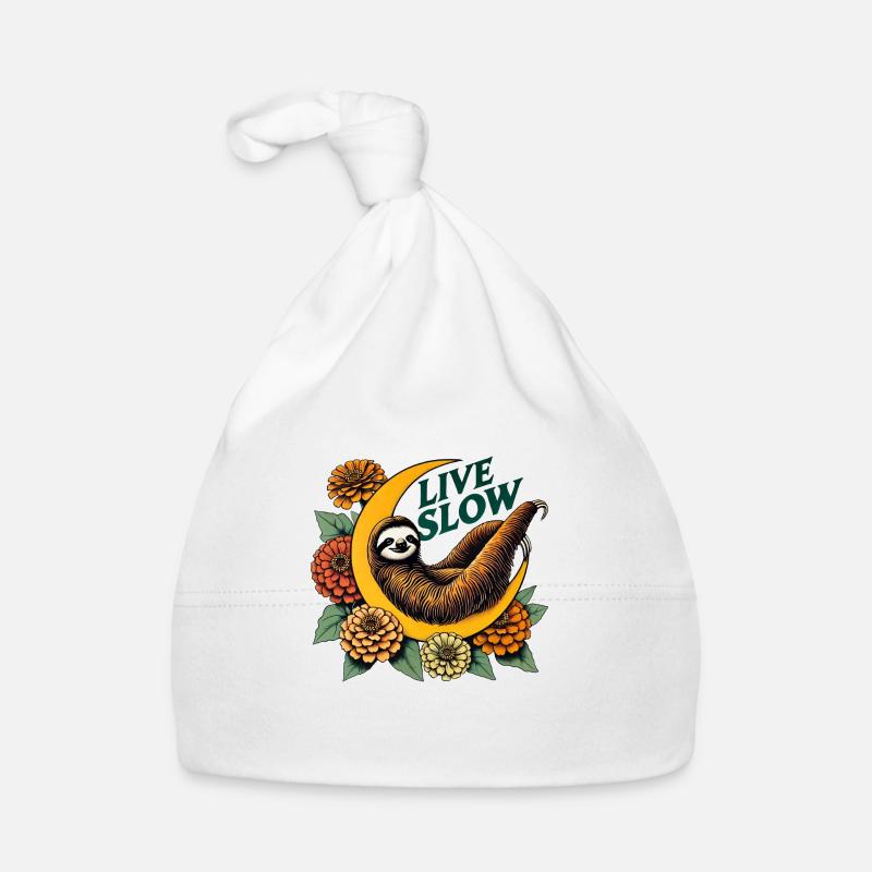 Live Slow Sloth Organic Baby Cap