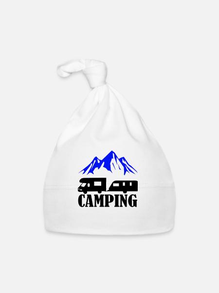 Camping - Organic Baby Cap - white - Front