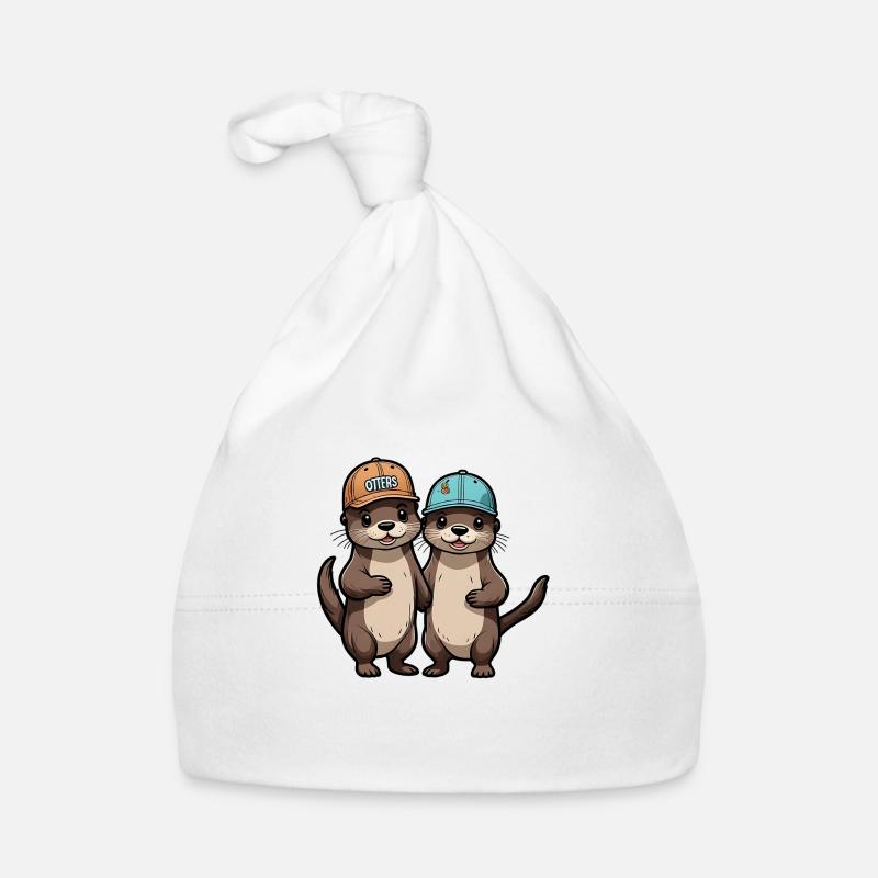 Two Cute Otter Buddies Buddies Forever Organic Baby Cap