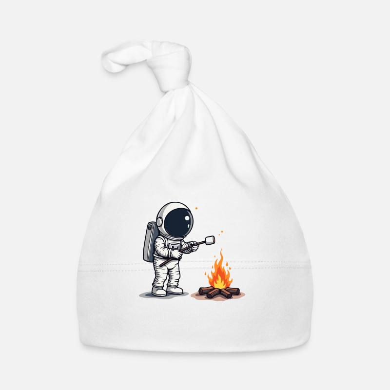 Astronaut roasting marshmallow at campfire Organic Baby Cap