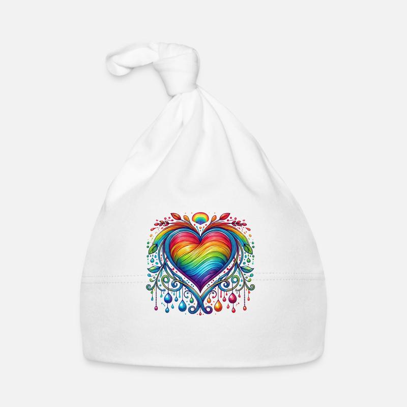 Regenbogen Herz Baby Bio-Mütze