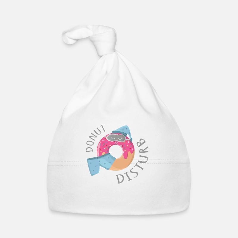 « Donut Disturb » - Chemise de sommeil drôle - Bonnet bio Bébé - blanc