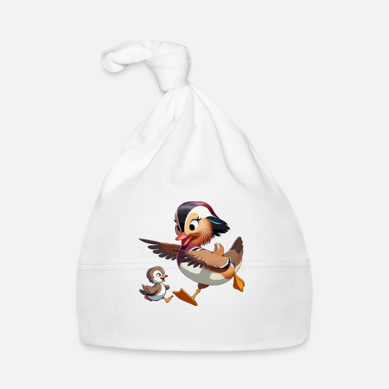 Mandarin duck with young Organic Baby Cap