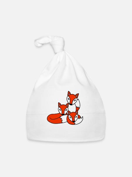 3 Foxes Friends Family Three Kids Crew Team Cute - Organic Baby Cap - white - Front
