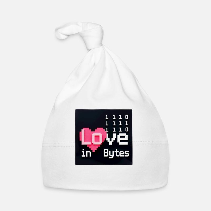 Liebe in Bytes Pixel Art - Baby Bio-Mütze - Weiß