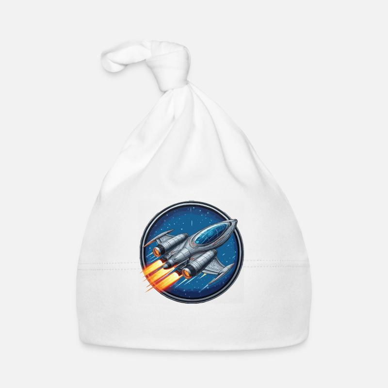 Spaceship silver small Organic Baby Cap