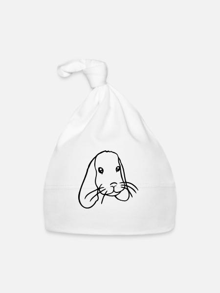 Hase Kaninchen Häschen Nagetier Kleintier niedlich - Baby Bio-Mütze - Weiß - Vorne