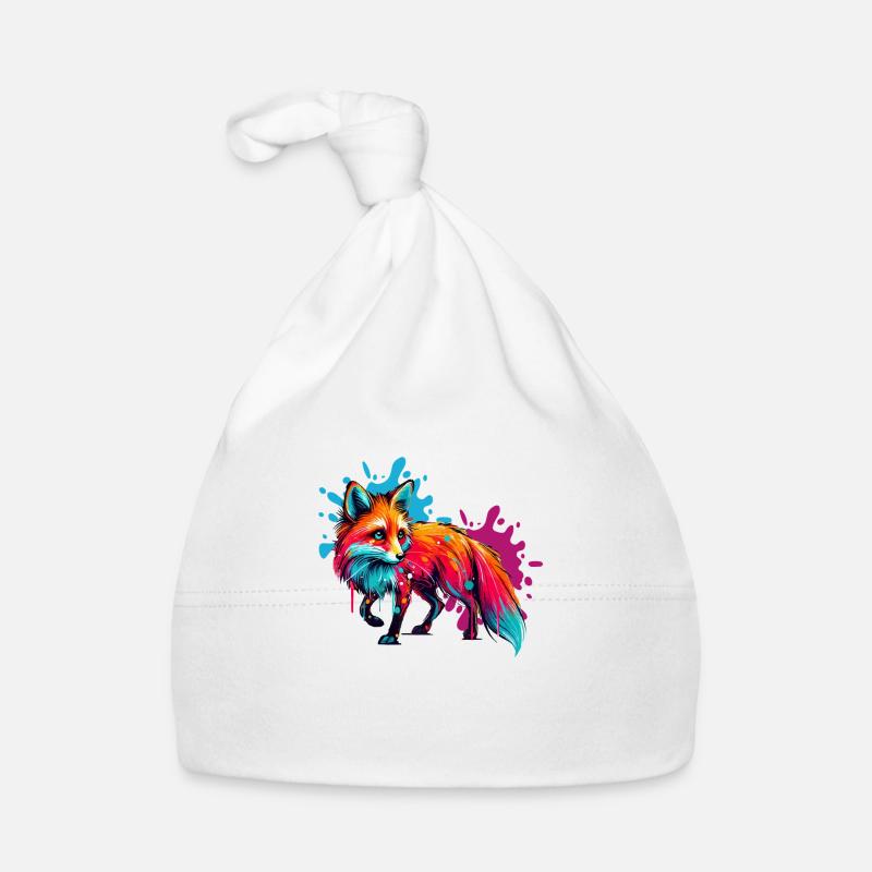 fuchs paint - Baby Bio-Mütze - Weiß
