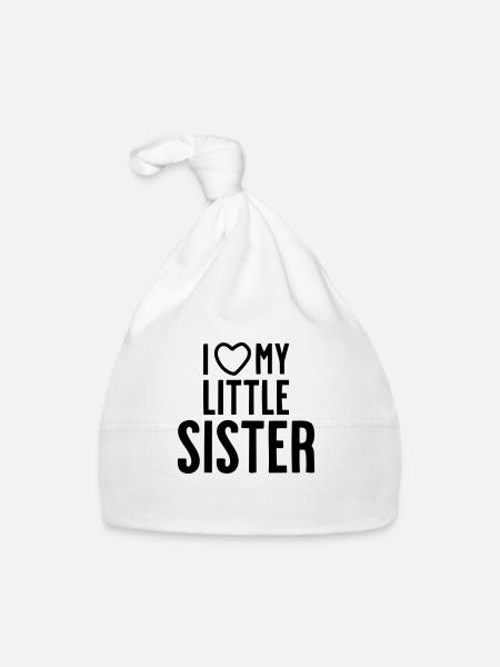 I love my little sister - Organic Baby Cap - white - Front