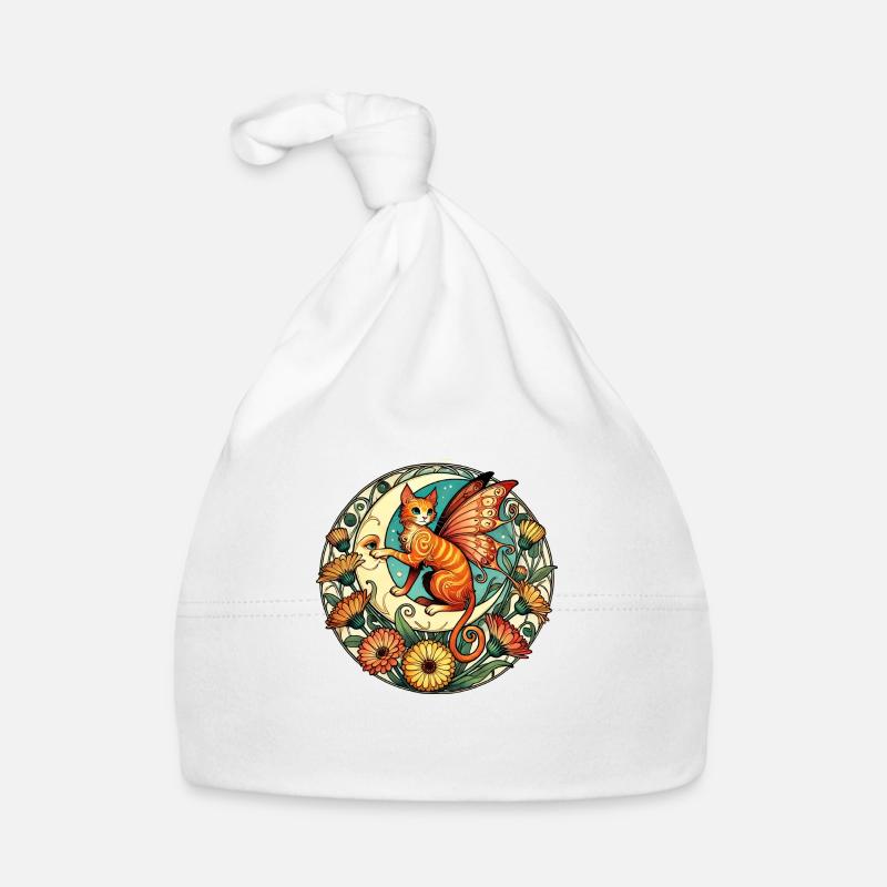 Ingwer Katze Fee Illustration Baby Bio-Mütze