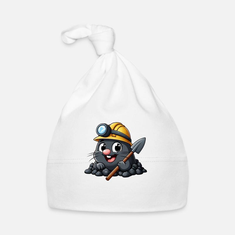 Drôle de taupe avec casque Bonnet bio Bébé