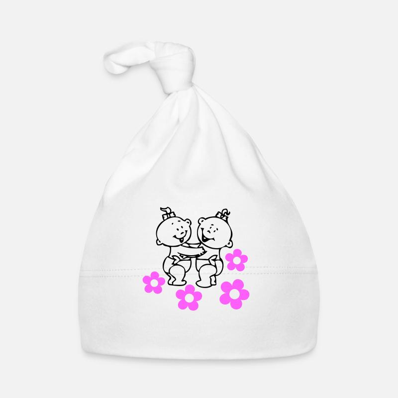 twingirls2 - Organic Baby Cap - white