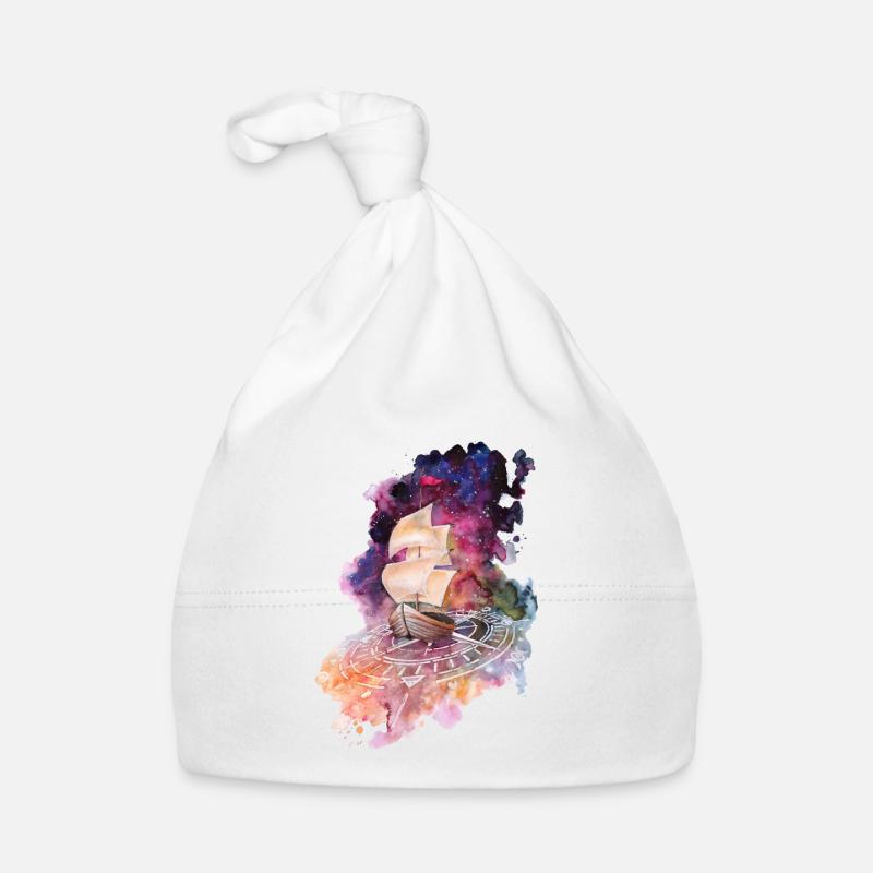 Space Ship - Organic Baby Cap - white