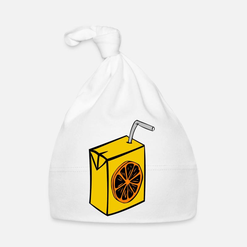 saft box karton einweg stroh orange getraenke - Baby Bio-Mütze - Weiß