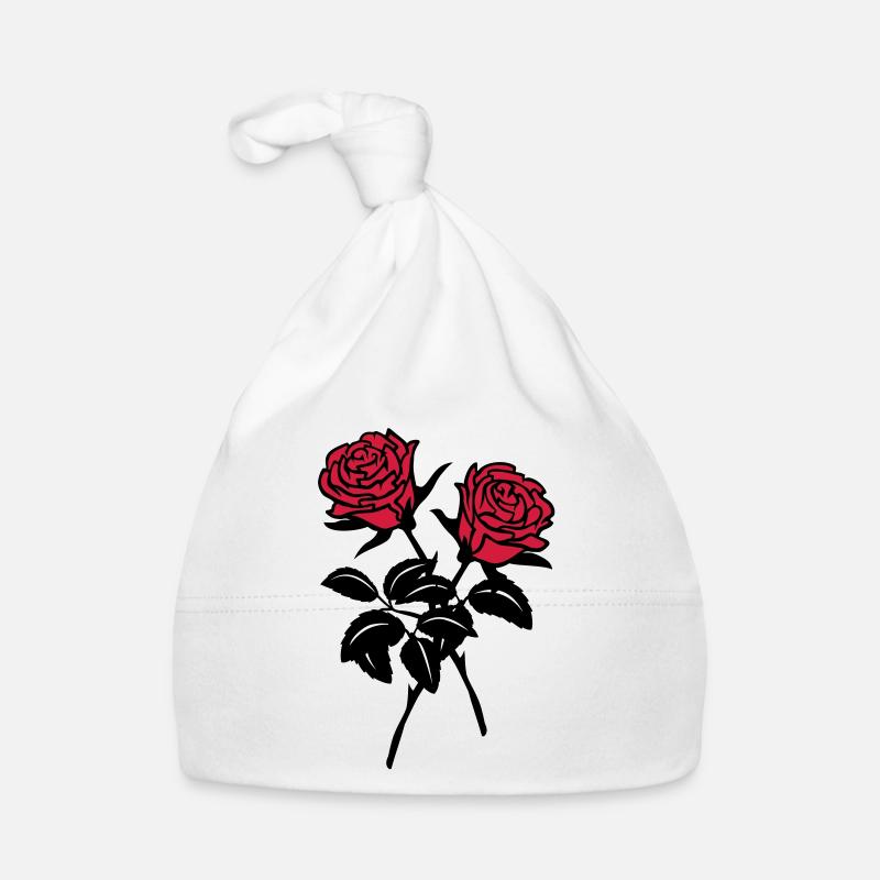roses - Bonnet bio Bébé - blanc