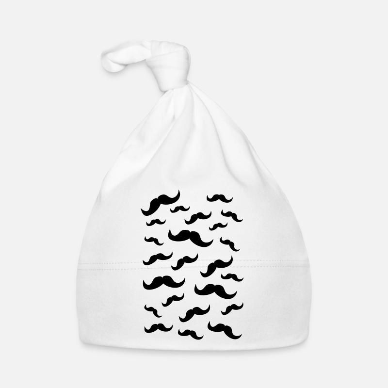 Moustache - Bonnet bio Bébé - blanc
