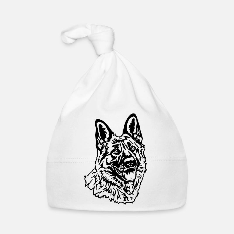 572 Deutscher Schäferhund - Baby Bio-Mütze - Weiß