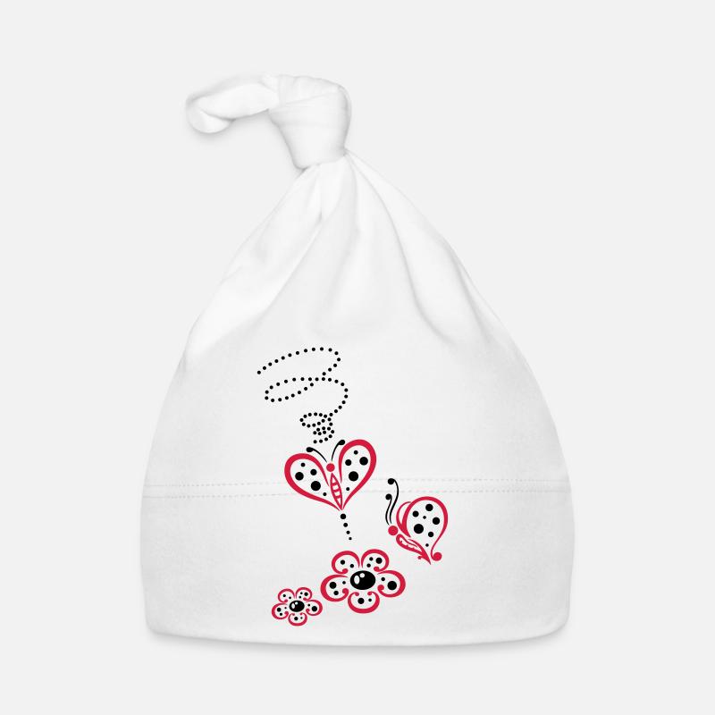 Bunte Schmetterlinge mit Blumen, Sommerwiese Baby Bio-Mütze