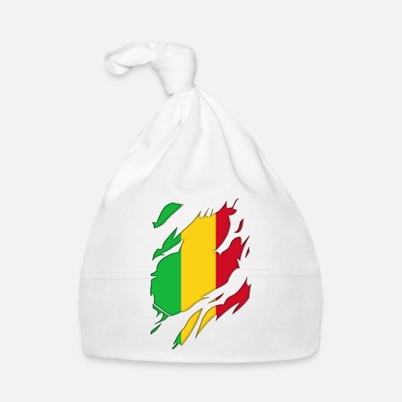 Motif déchiré du drapeau du Mali - Bonnet bio Bébé - blanc