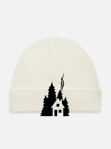 Silhouette Waldhaus Tannen - Design naturel chaleureux - Bonnet bio Bébé - blanc - Devant