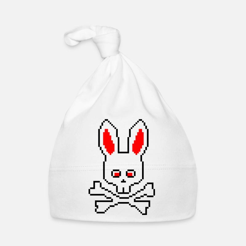 Crâne Lapin Rouge - Bonnet bio Bébé - blanc