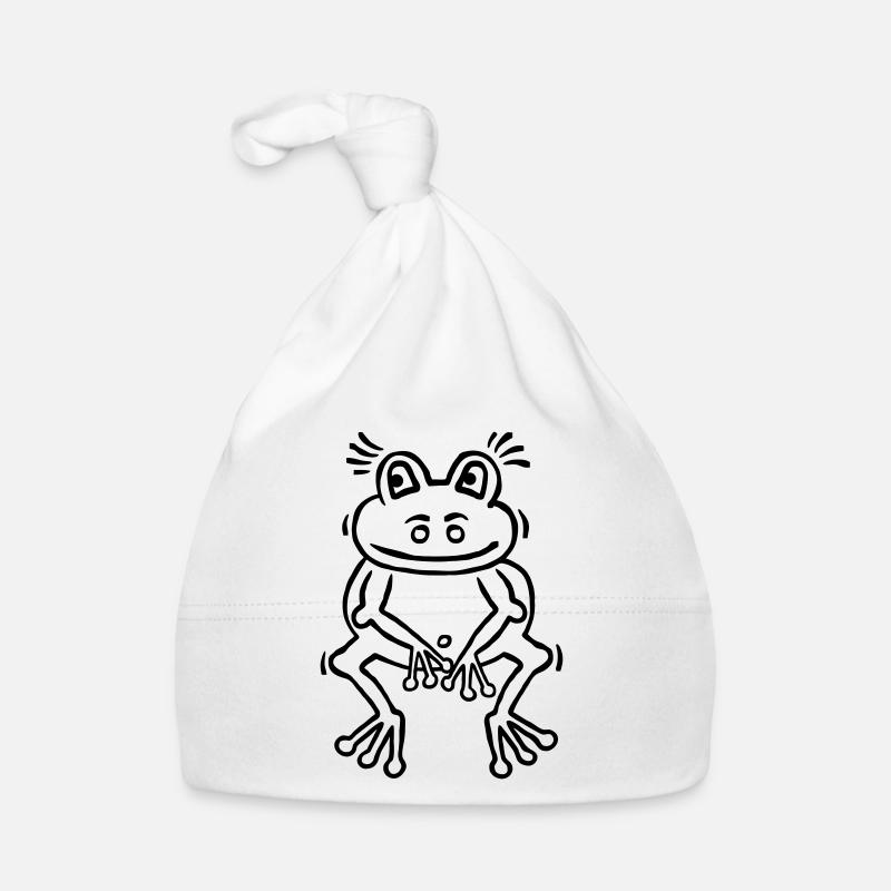 Funny frog in thinker attitude Organic Baby Cap