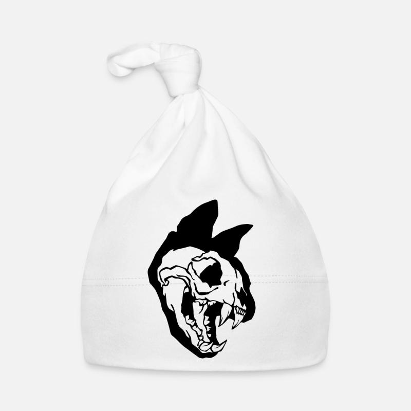 Cat Skull Halloween - Bonnet bio Bébé - blanc