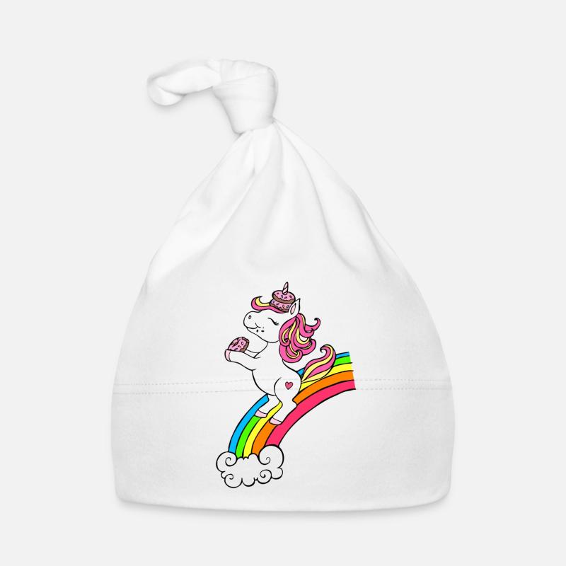 Unicorn with donuts and rainbow Organic Baby Cap