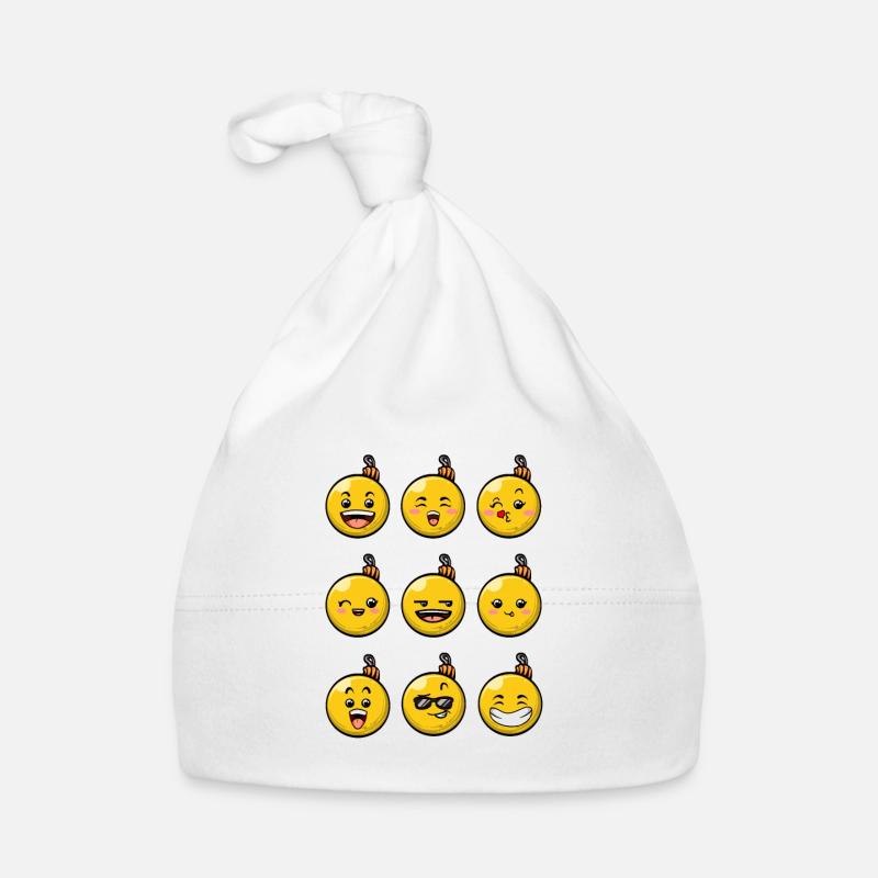 9 Weihnachtskugeln #3/10 Gelb - Baby Bio-Mütze - Weiß
