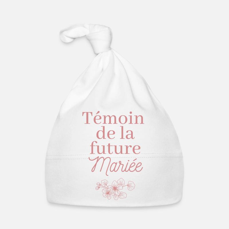 Témoin future Mariée. EVJF Enterrement célibataire - Bonnet bio Bébé - blanc