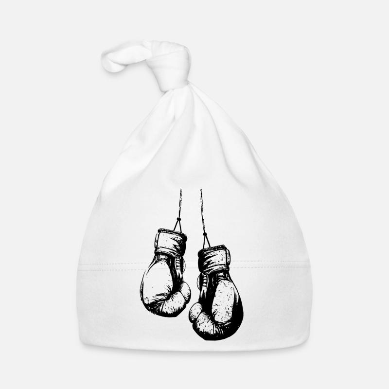 Hängende Boxhandschuhe schwarz - Baby Bio-Mütze - Weiß