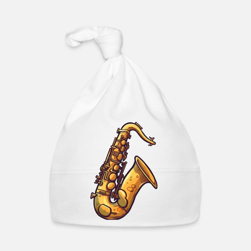Saxophone in comic style Organic Baby Cap