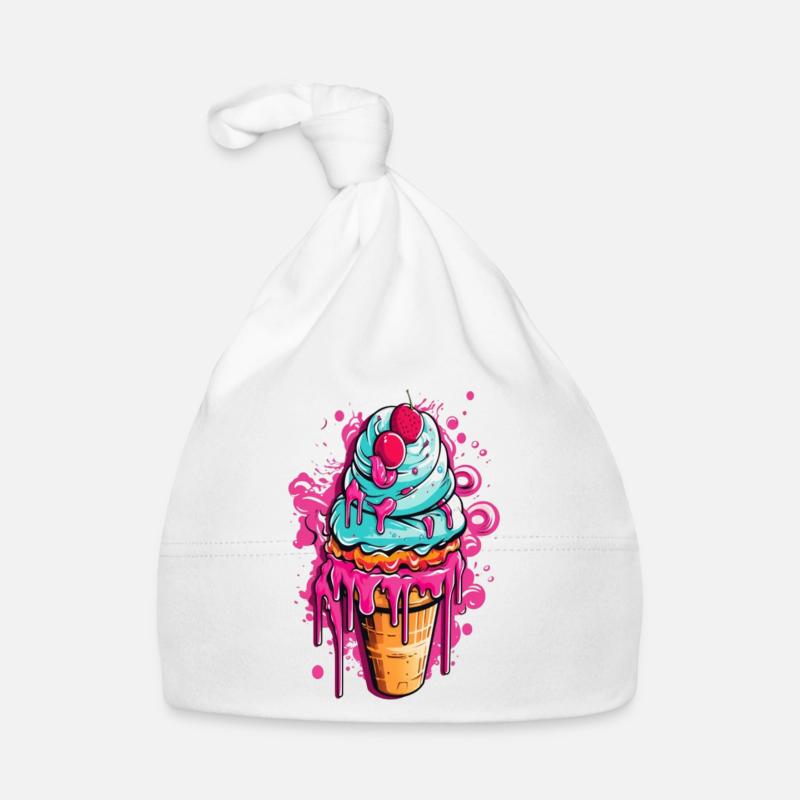 Bunte Eistorte mit Früchten Baby Bio-Mütze