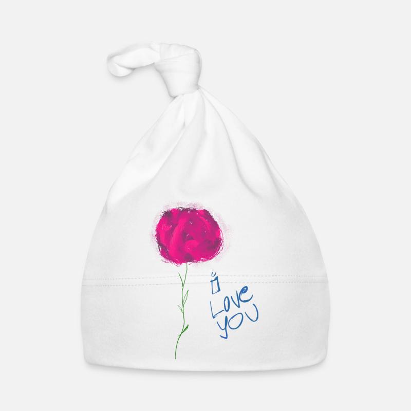 Illustration florale abstraite avec message d’amour Bonnet bio Bébé